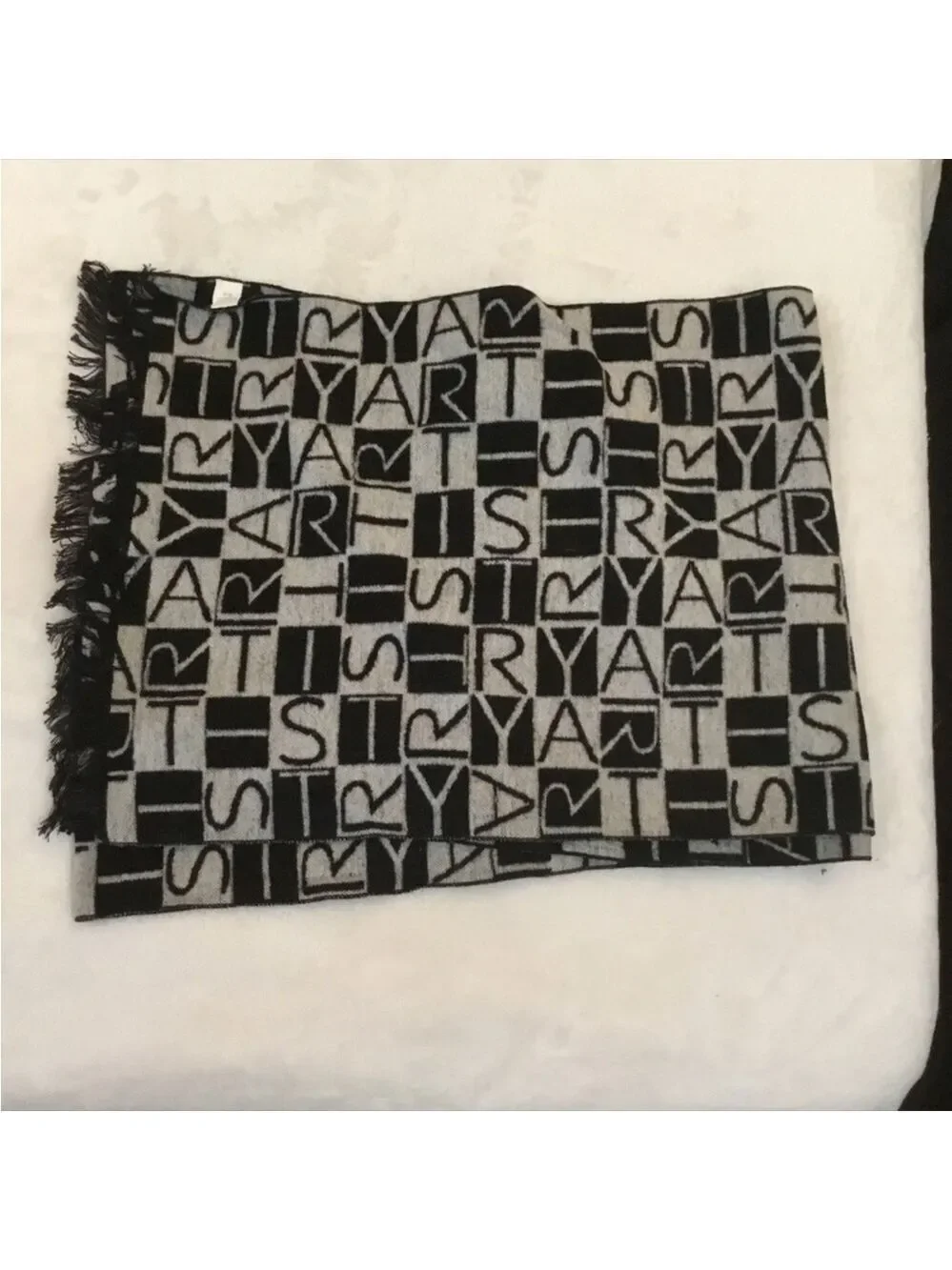 100% silk black/white/gray scarf